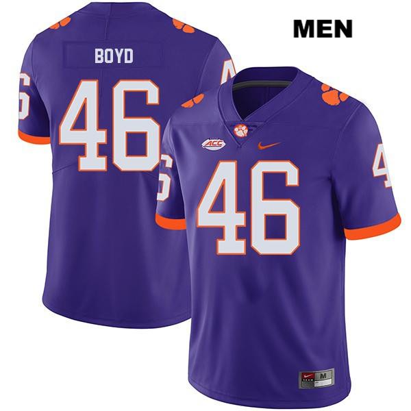 Men's Clemson Tigers #46 John Boyd Stitched Purple Legend Authentic Nike NCAA College Football Jersey EVI6346QO